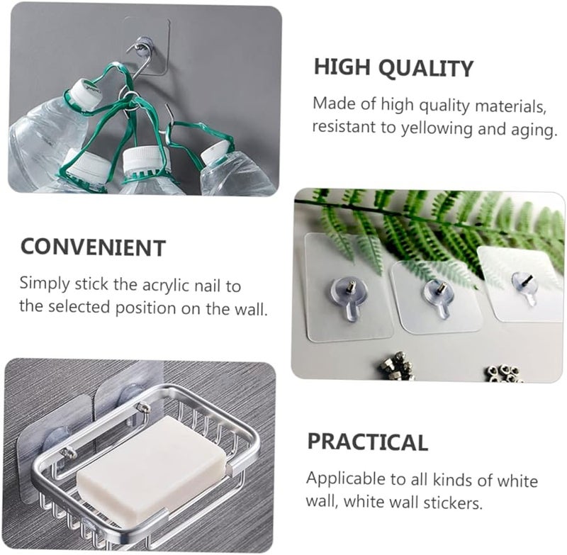 Healifty 10 Pack Clear Seamless Wall Hooks with Screws Strong Adhesive for Kitchen Home Heavy Duty - Image 4